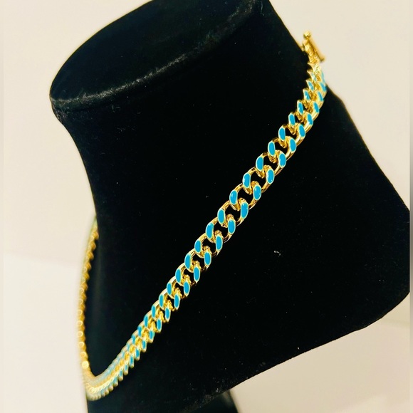 Enamel Curb Chain 18” Teal, Toggle clasp, NWT - Picture 3 of 6